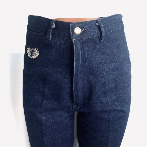 VINTAGE HER DARK BLUE DENIM CROP CAPRI HIGH RISE JEANS WOMEN SIZE 32 TAW… - Picture 5 of 15